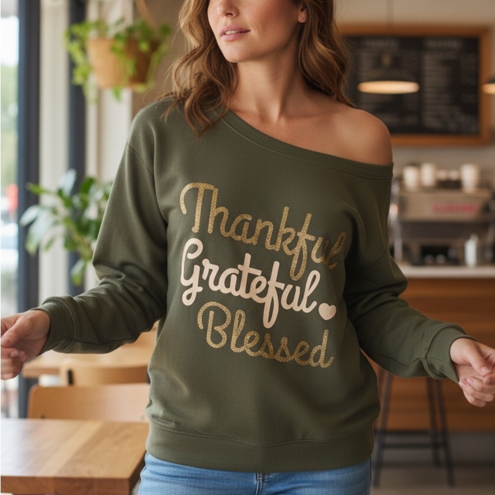 Grey Off-Shoulder Long Sleeve Tee